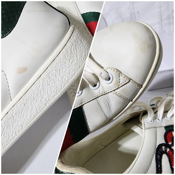 Gucci Leather Ace Web Low Top Sneakers White Size 41 - Picture 14 of 16